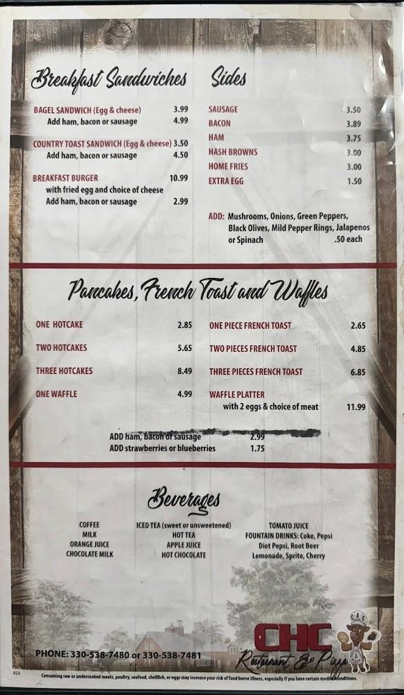 CHC Restaurant & Pizza Menu image 1