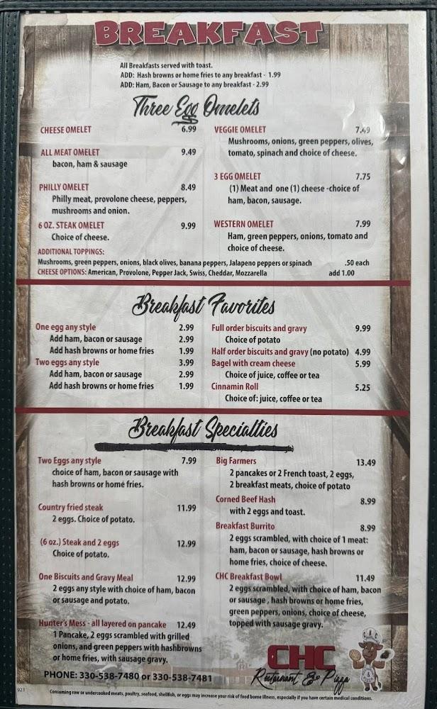 CHC Restaurant & Pizza Menu image 2
